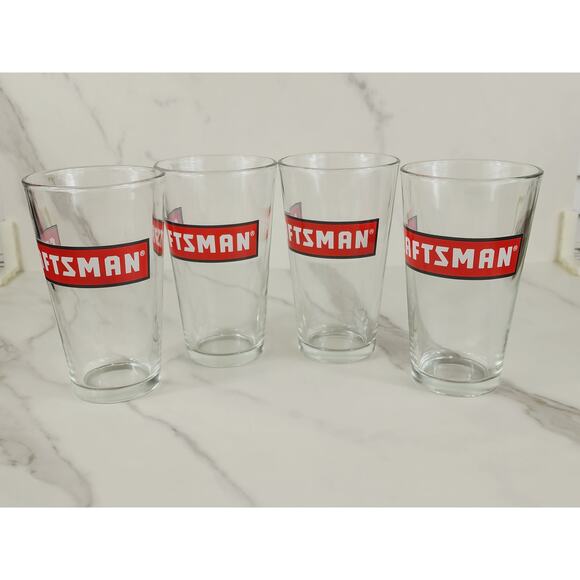 Craftsman Pint Beer Clear Glass 16oz Drinkware 5 1/2" Drinking Tall Glasses x4 - Picture 7 of 14
